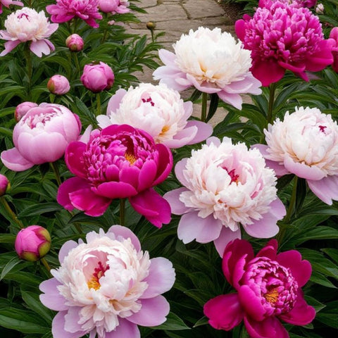 Wivolibe drought-tolerant garden planting with peony seeds in sun