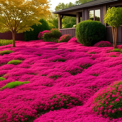 Wivolibe perennial thyme pollinator garden, attracting butterflies with seasonal blooms.