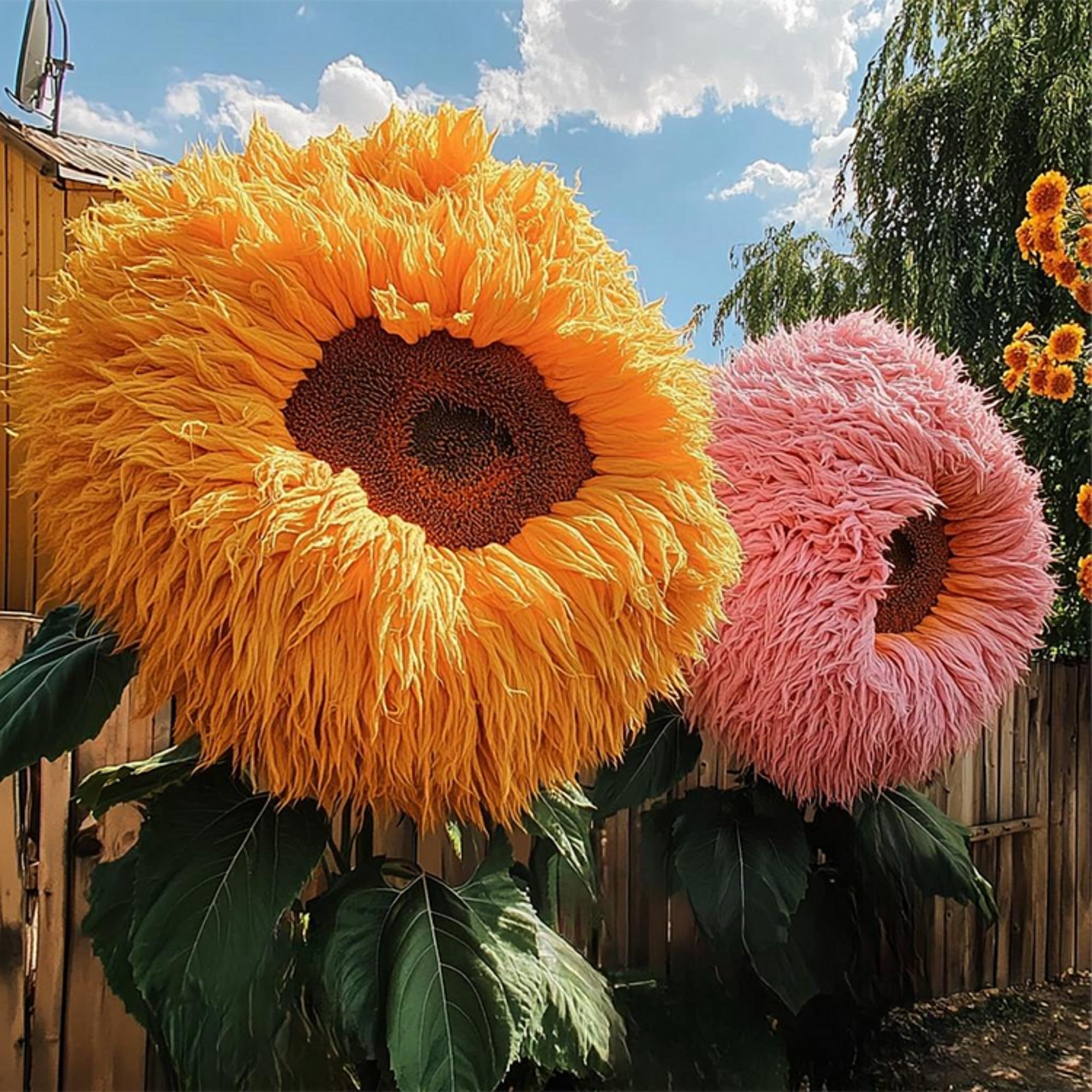 Wivolibe Teddy Bear sunflower double blooms add bright borders and bouquets.