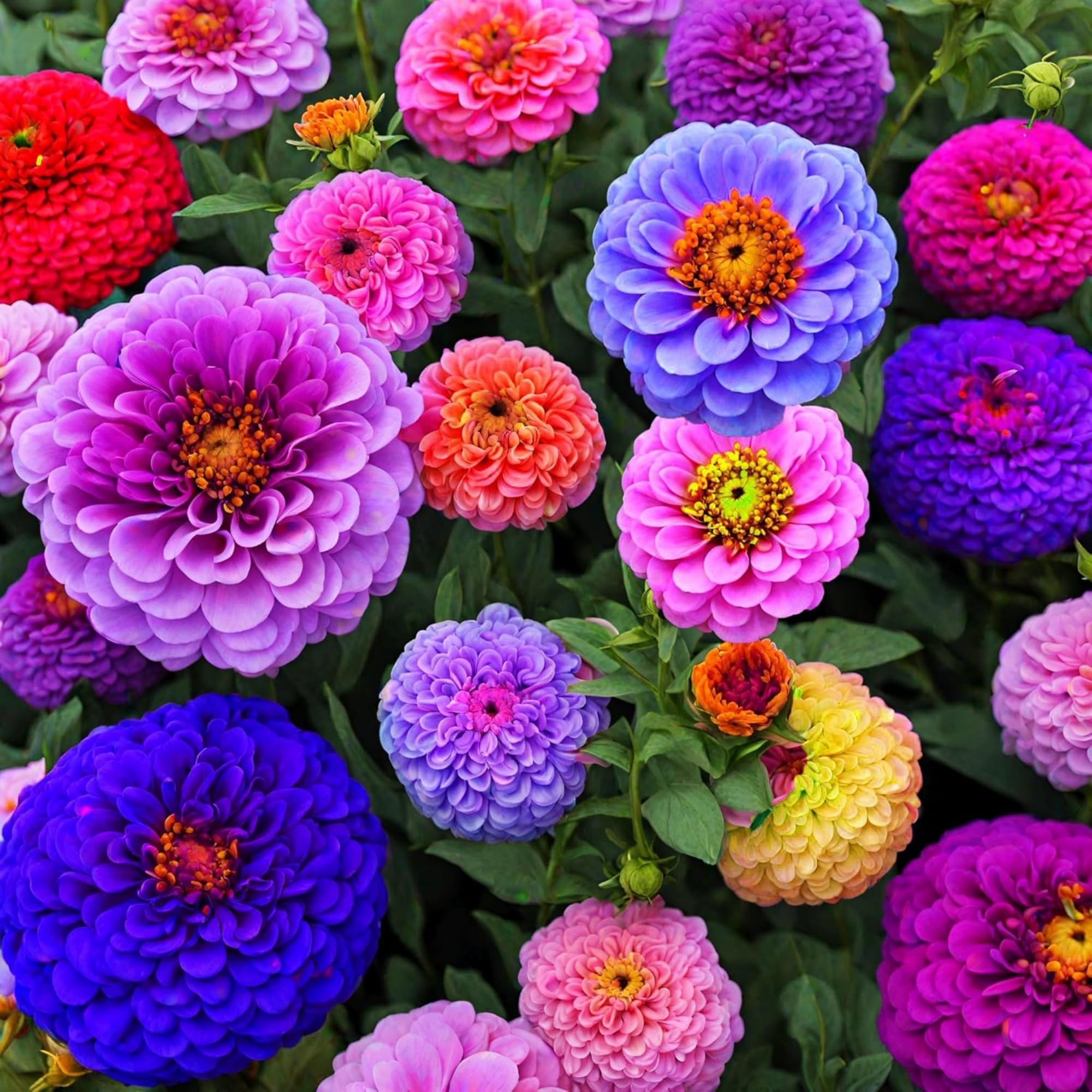 Close-up of Wivolibe zinnia colors to inspire colorful borders.