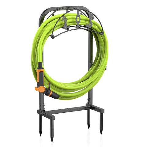 WiwiIron garden hose holder base provides stable outdoor support.