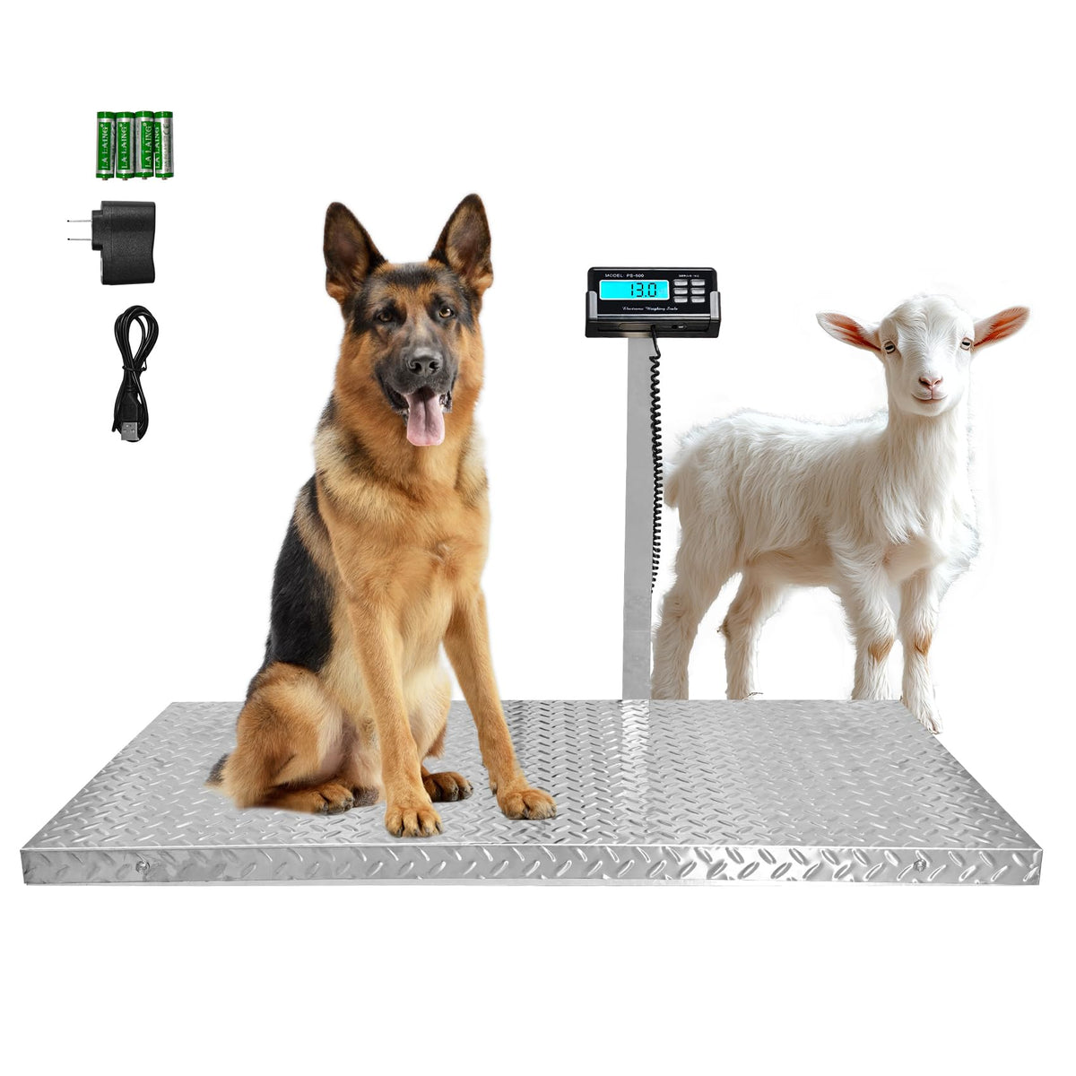 Wixeeua 1100lb livestock scale on a sturdy large platform for accurate weighing.