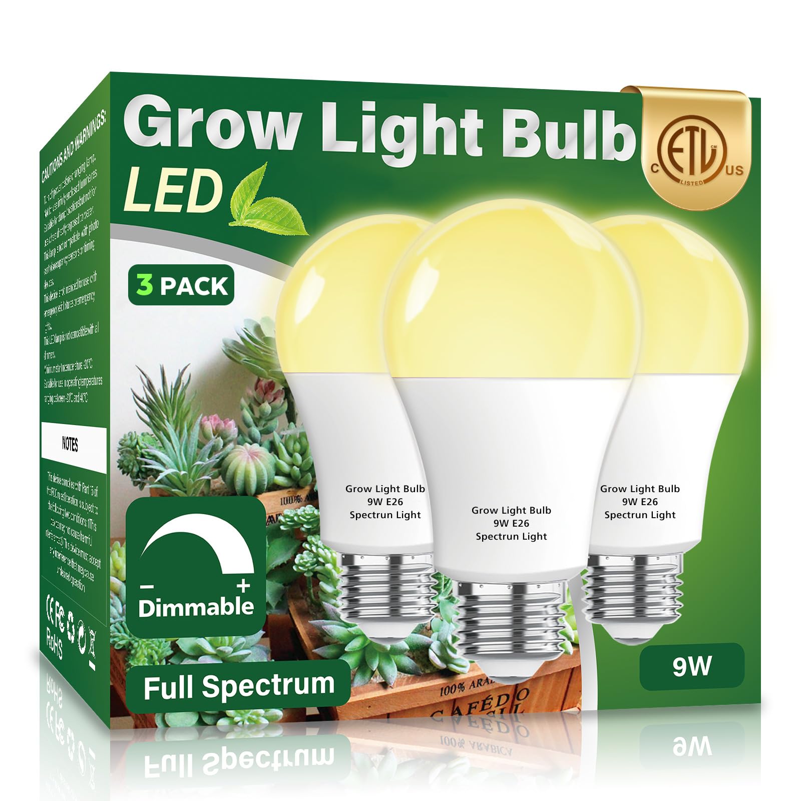 Wiyifada A19 full-spectrum bulbs powering even indoor plant growth