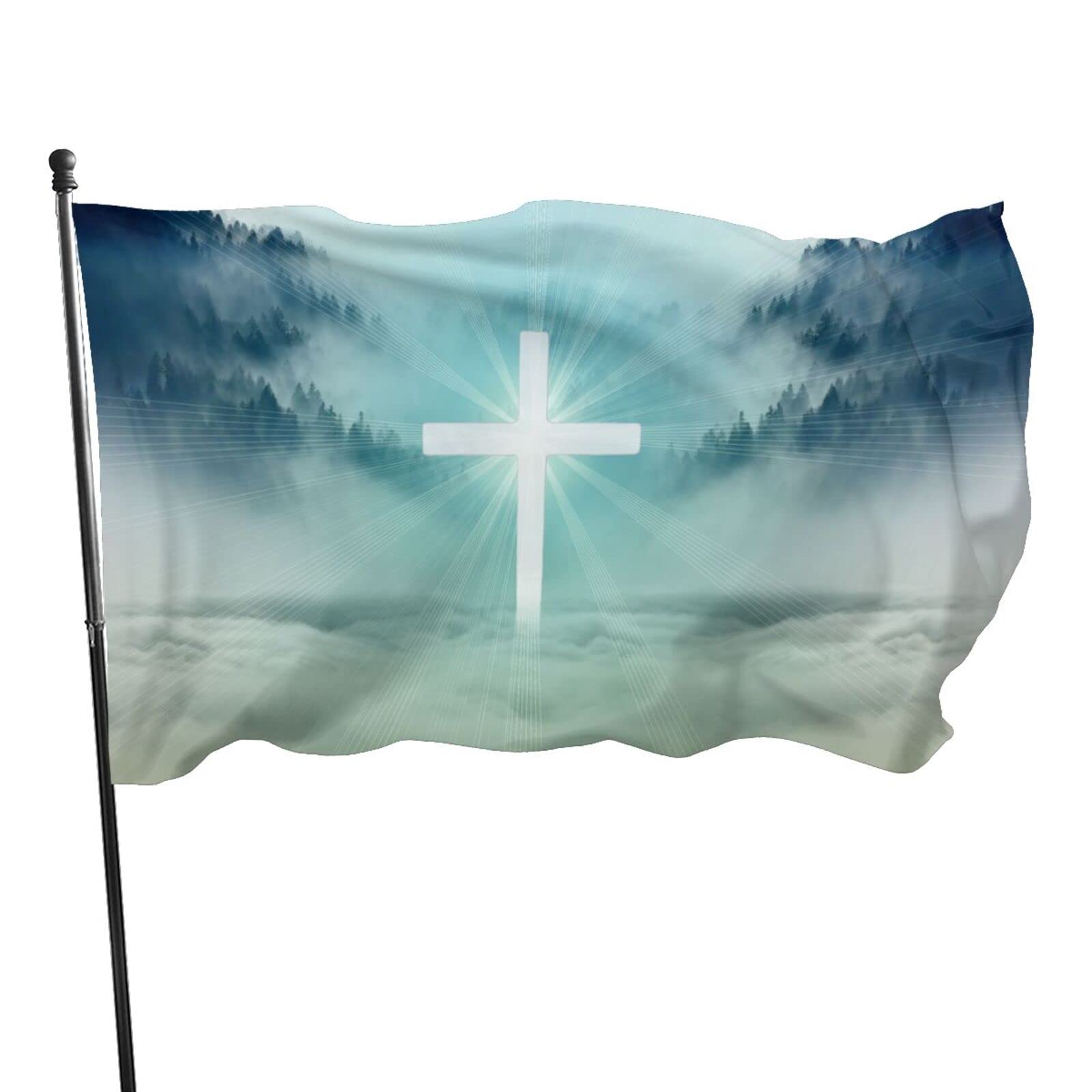 Wizfuyq Happy Easter cross flag 3x5ft fluttering outdoors for seasonal decor