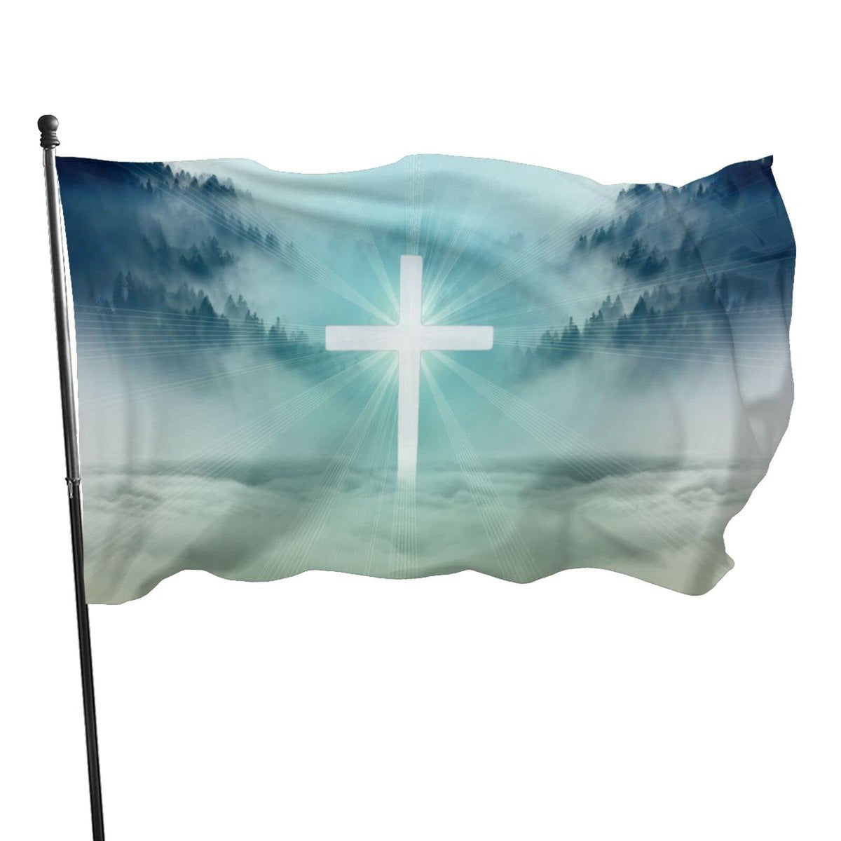 Wizfuyq Happy Easter cross flag 3x5ft fluttering outdoors for seasonal decor