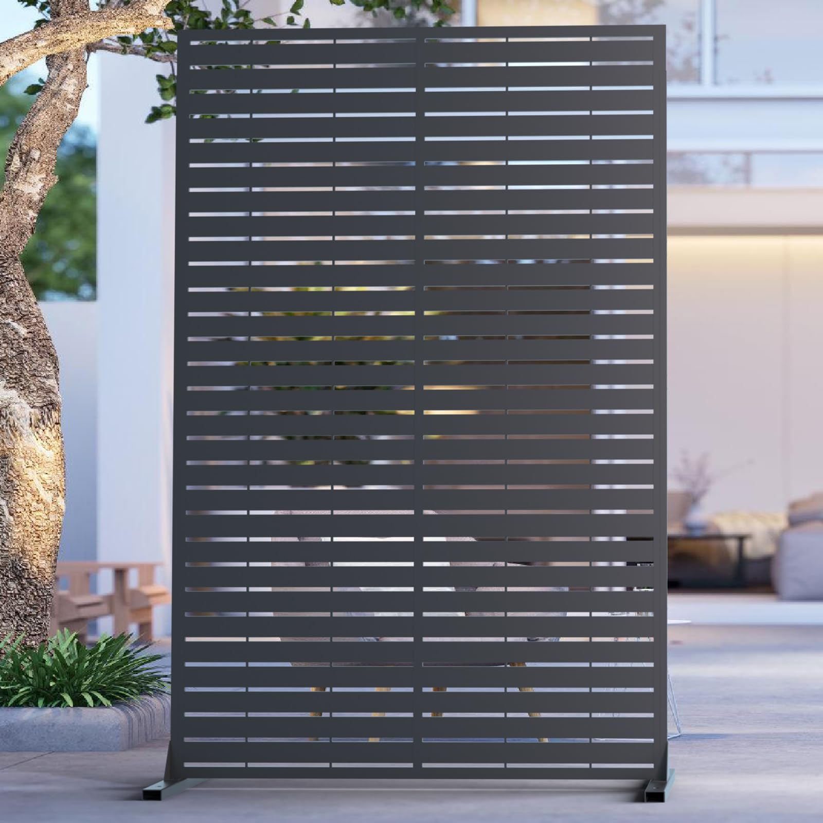 WIZWERK 6ft outdoor metal privacy screen blocking views for patio privacy