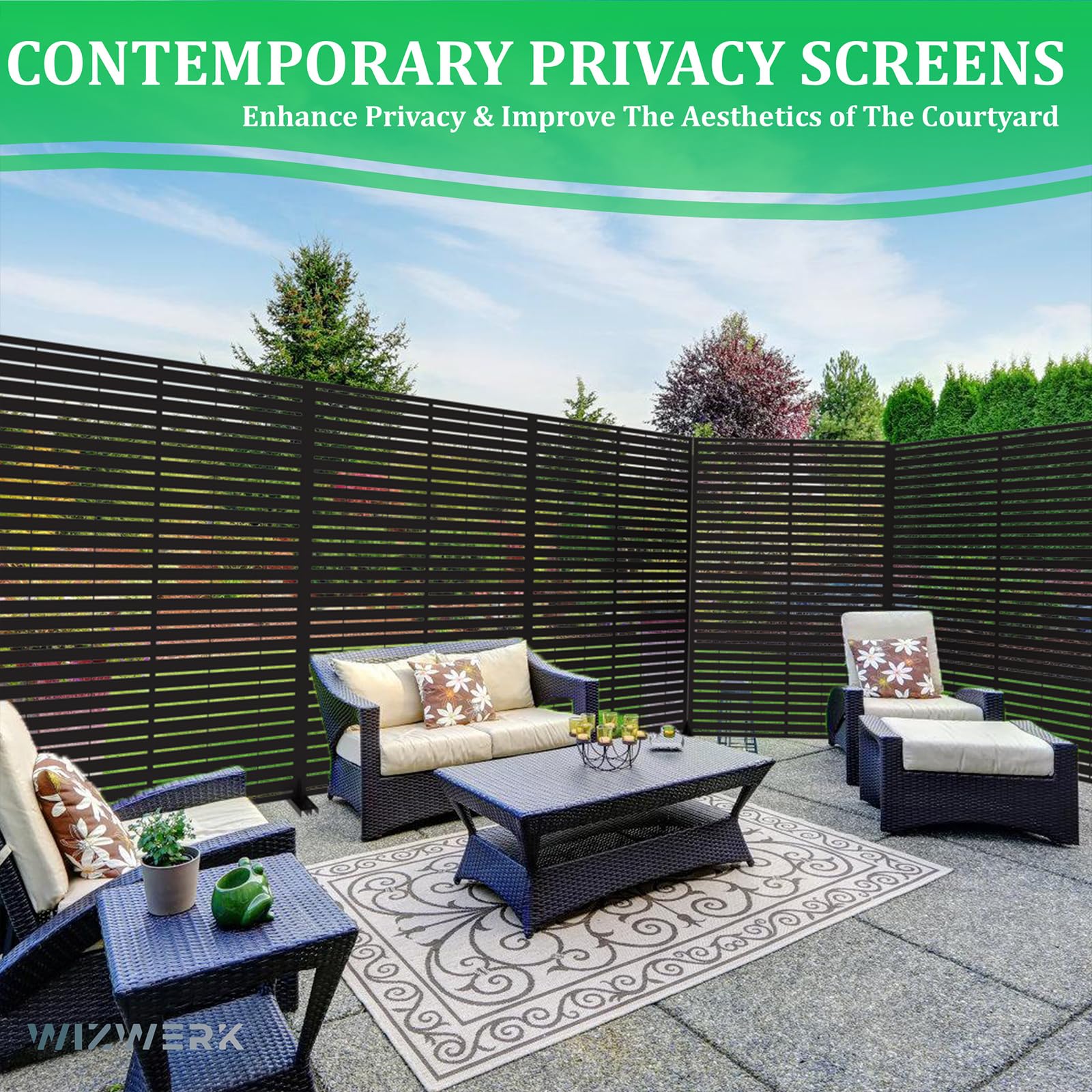 WIZWERK weather-resistant steel panel withstanding sun and rain for year-round use