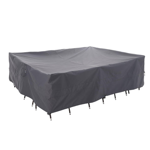 WJ-X3 extralarge patio cover front view protecting dining set from sun and rain