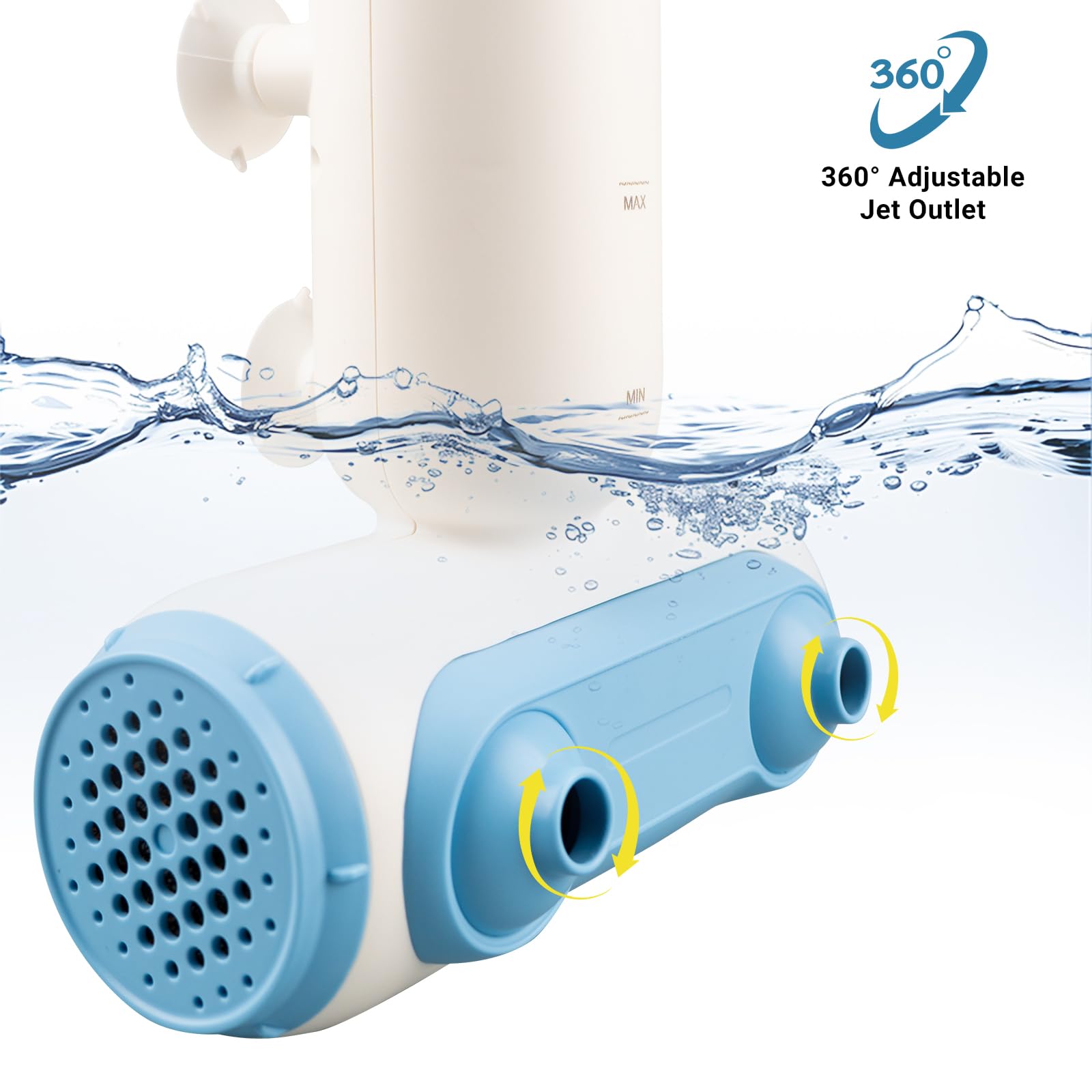 WJX upgraded secure suction base ensures firm tub attachment.