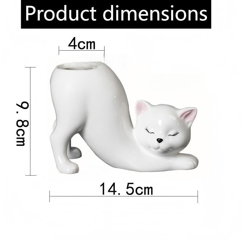 WKHOKI whisker-face cat vase, porcelain finish adds playful decor