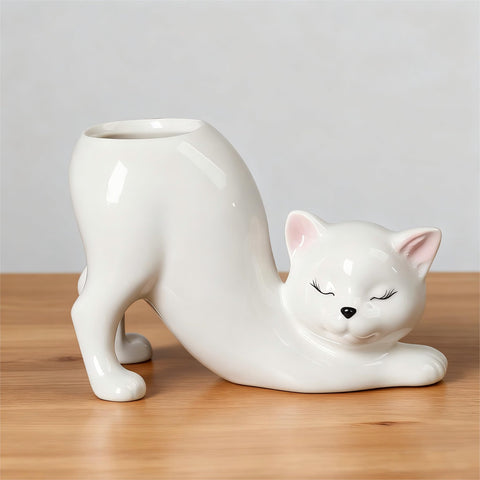 WKHOKI cat planter, indoor succulent friendly, compact decorative vase