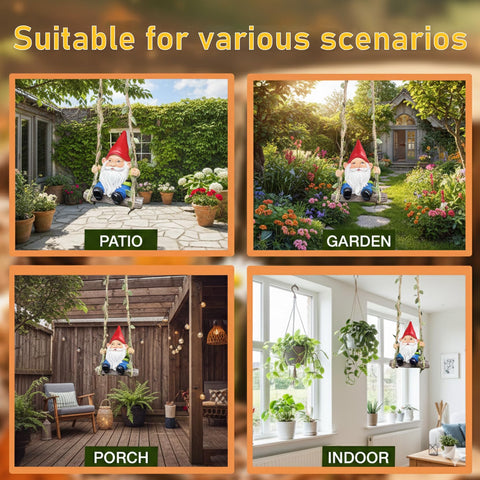 Wlcbomuoe garden gnome patio decor brightens yards, balconies, or plant pots.