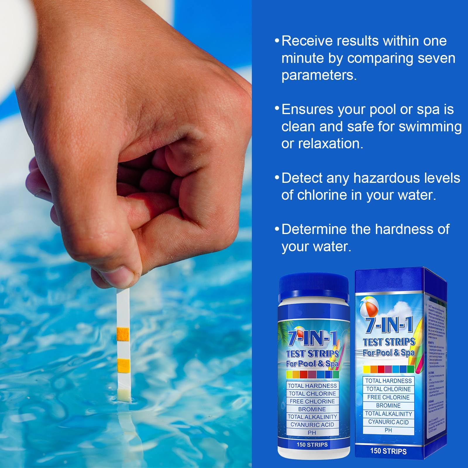 WLCTJIAYOU pool test strips 7-in-1 color-chart enables simple readings