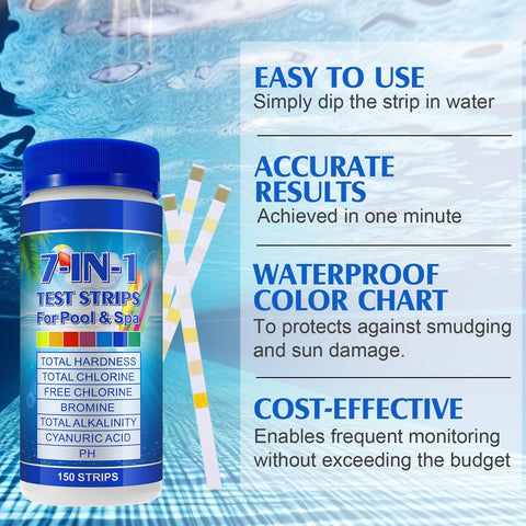 WLCTJIAYOU pool test strips 7-in-1 indicators show seven metrics at a glance