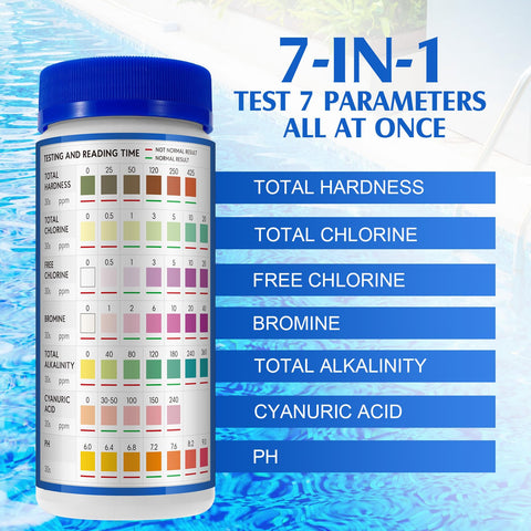 WLCTJIAYOU pool test strips 7-in-1 strip-dip water shows fast results