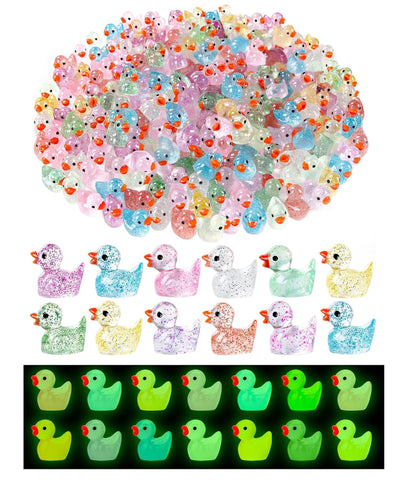 WLEAD 120-piece glow ducks pack in neon colors for large-scale crafts and decor.