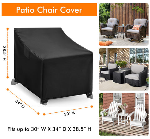 WLEAFJ Adirondack chair cover with four straps securing chair in windy conditions.