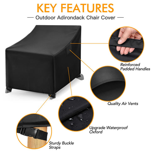 WLEAFJ Adirondack chair cover showing snug drawstring for secure fit.