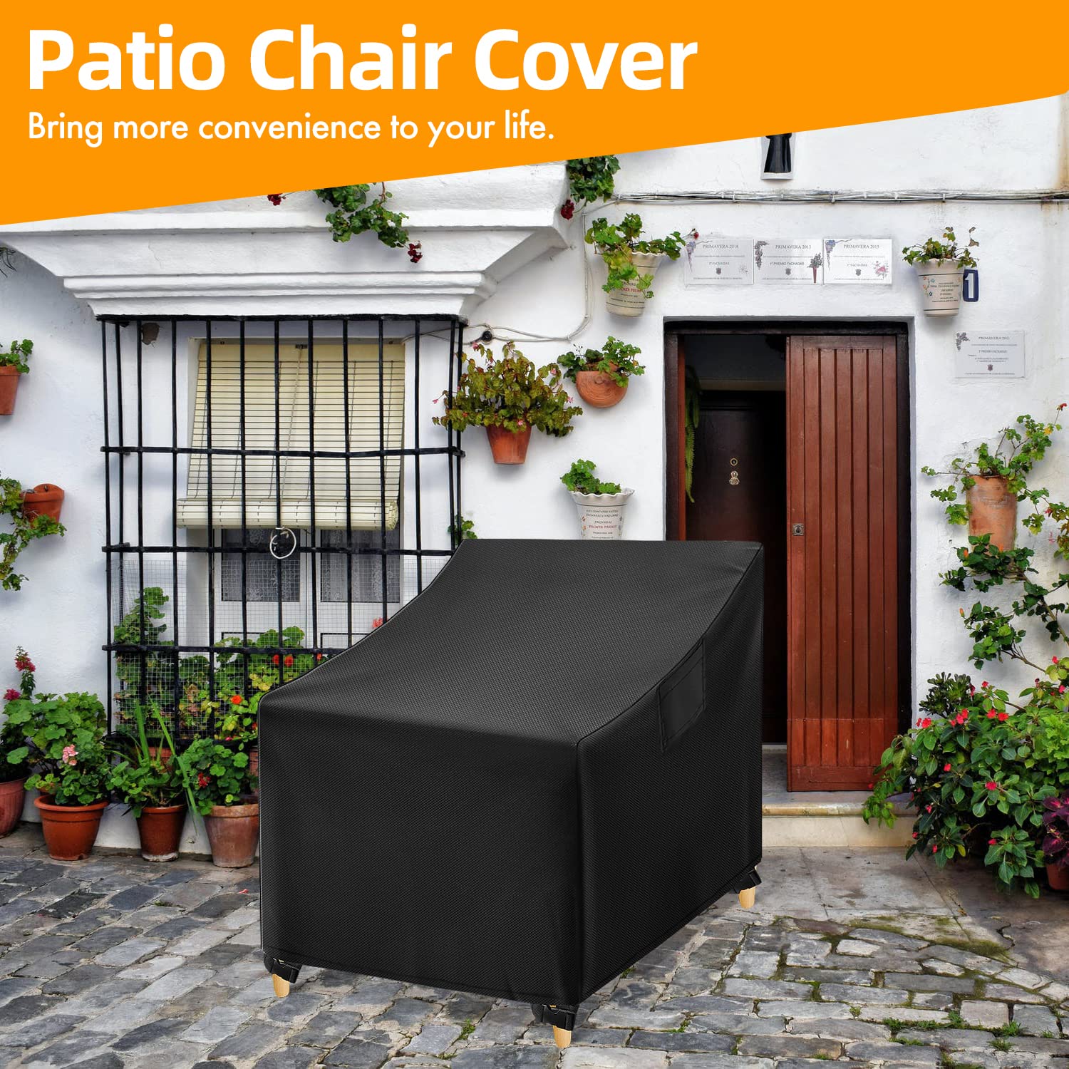 WLEAFJ black lawn chair cover protecting furniture during outdoor gatherings.