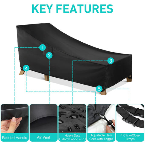 WLEAFJ chaise cover features drawstring and toggle for snug fit
