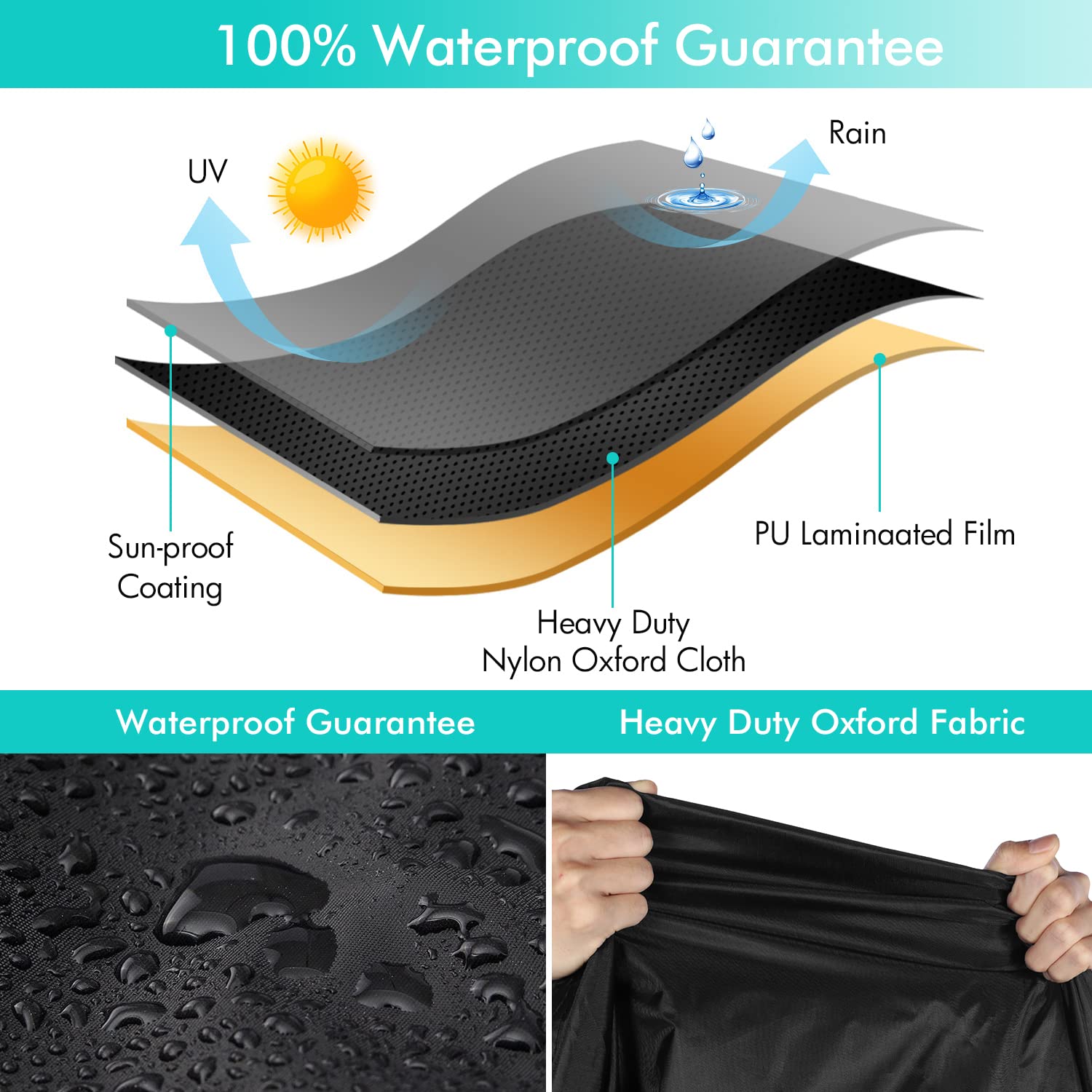 WLEAFJ windproof straps and drawstring keep the cover in place during wind.