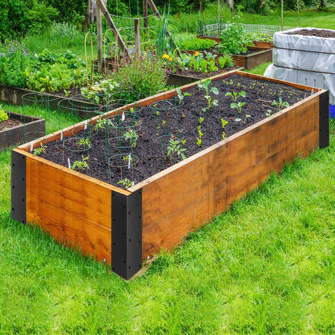 WLLEYAY 20-24 inch bed frame assembled using the brackets for a tidy garden bed.