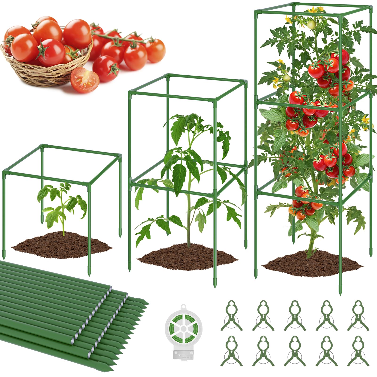 WLLEYAY clamps for tomato cage help secure vines quickly.