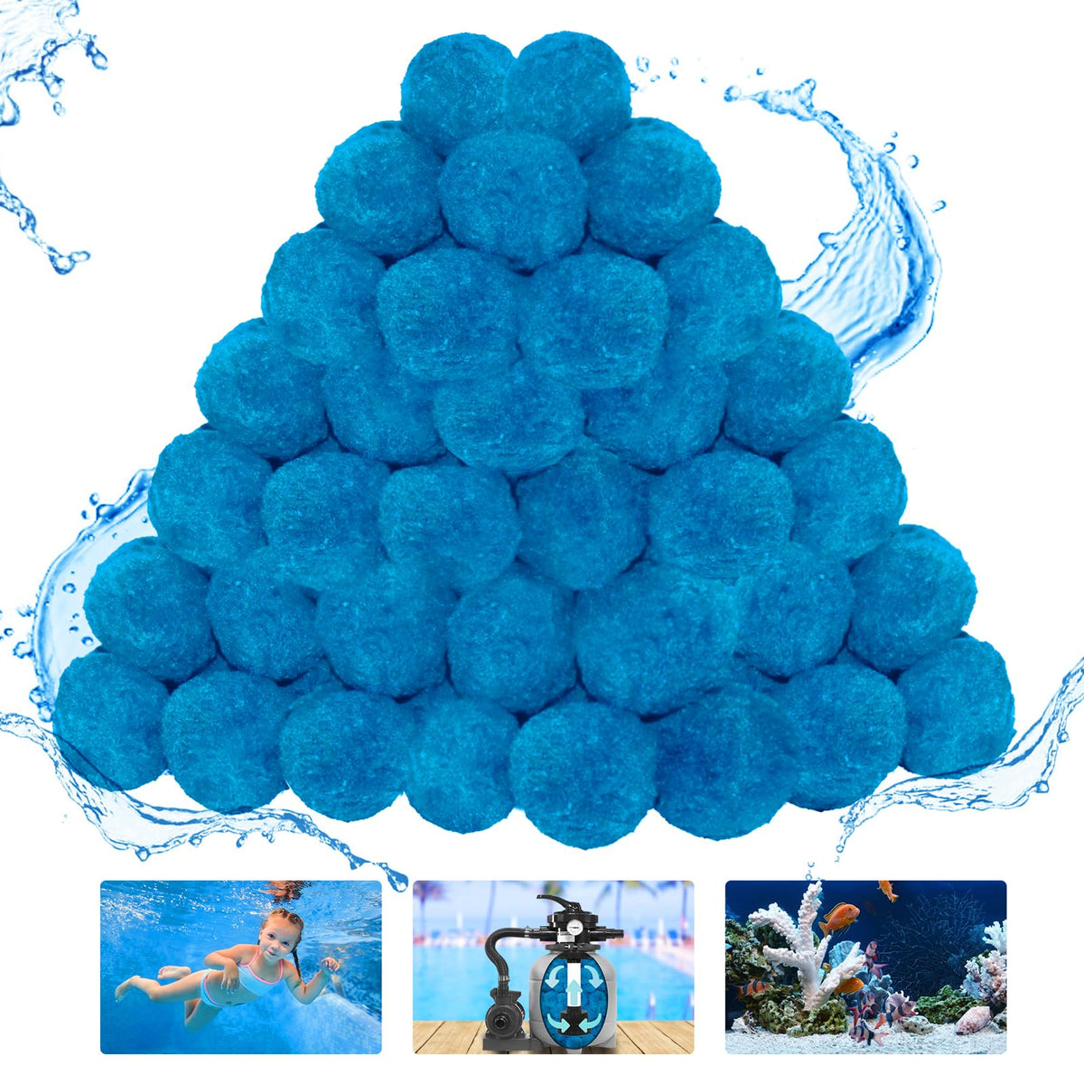 WLLEYAY filter balls packaging highlights eco friendly pool upgrade benefits