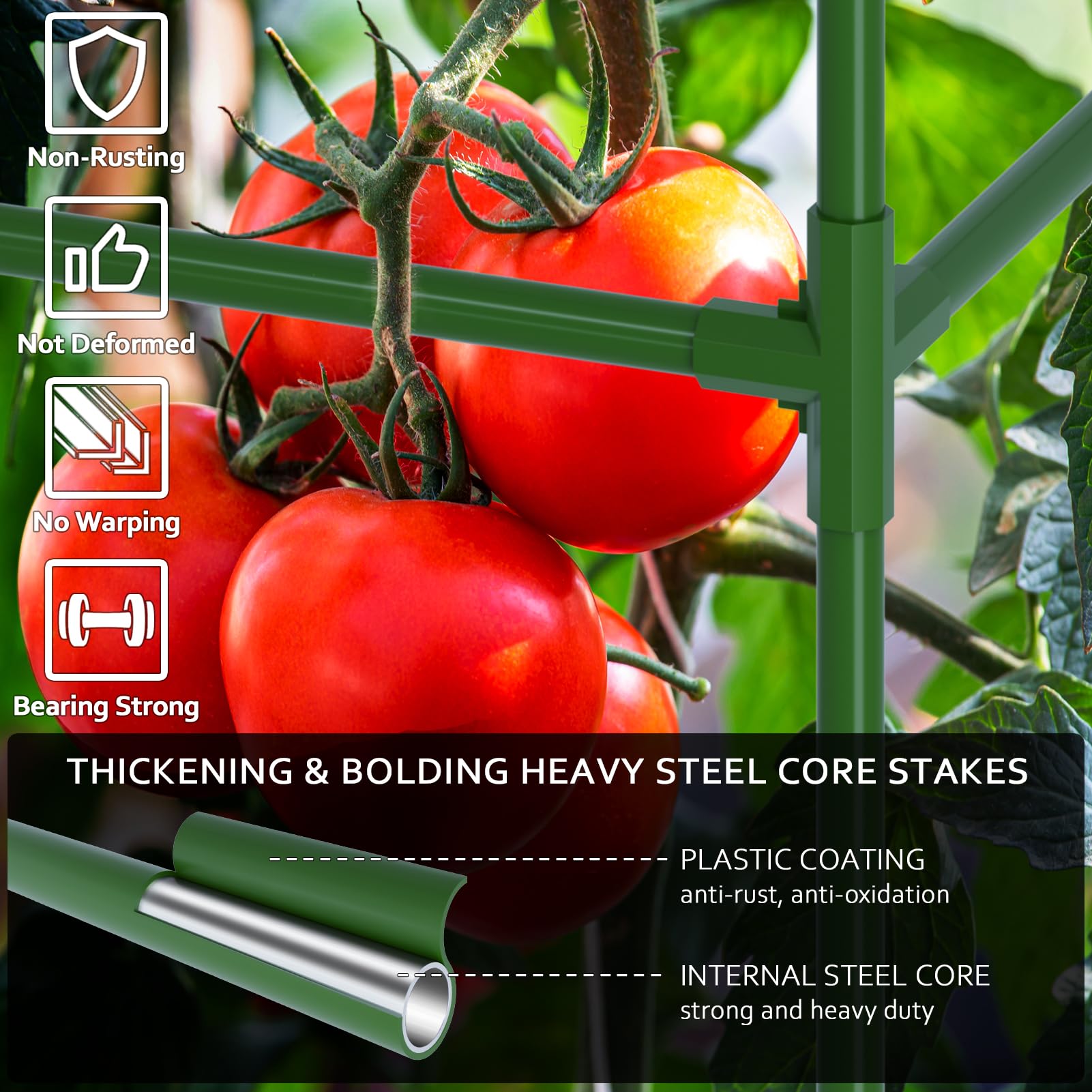 WLLEYAY heavy-duty steel plant stake demonstrates durable construction for demanding gardens.