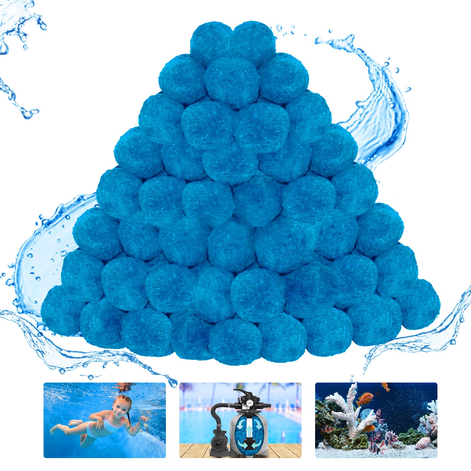 WLLEYAY pool filter balls in use for above-ground pool filtration