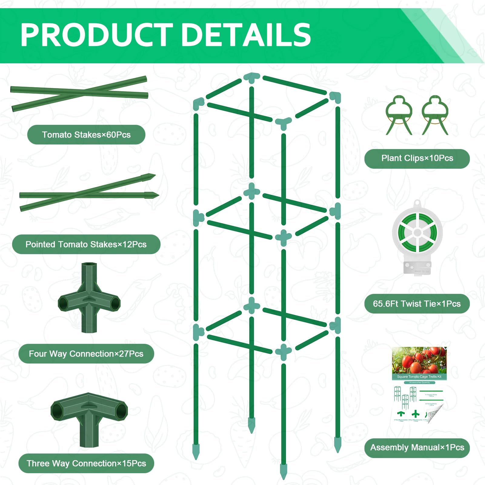 WLLEYAY twist-ties 65ft roll help guide growth neatly.