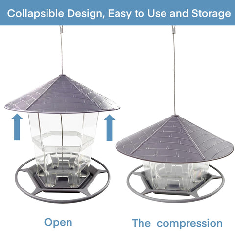 WLLKOO Bird Feeder sturdy wire and roof provides durable rain protection.