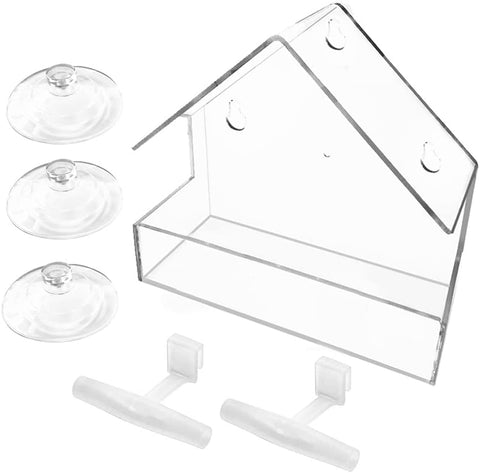 WLLKOO Window Bird Feeder with 2 landing rods invites small birds to perch