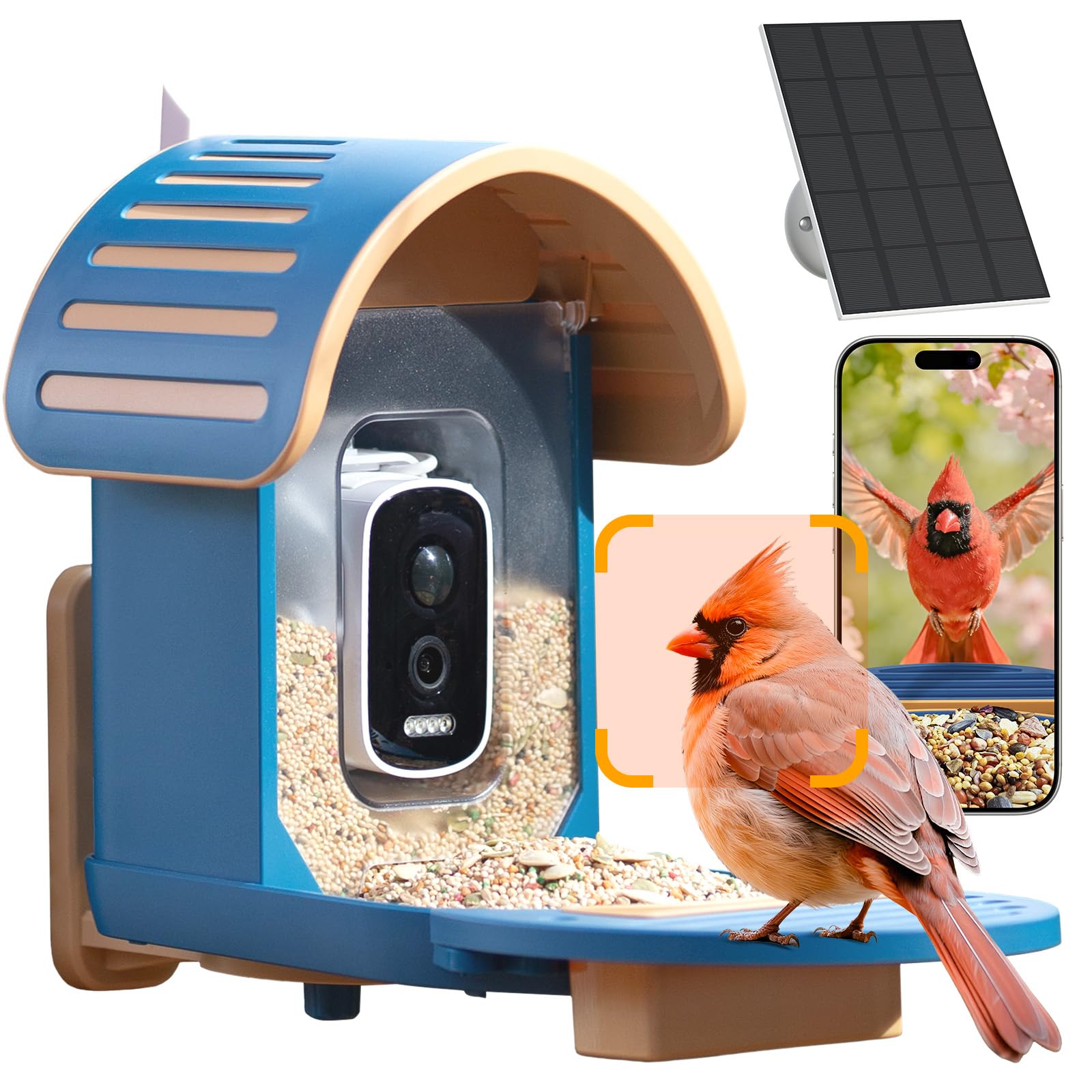 WLNYUGS smart bird feeder camera front view for real-time yard monitoring.