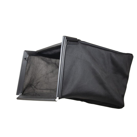 Wmmeting 664-04007 grass catcher bag side-fit shows adjustable straps for a secure attachment.