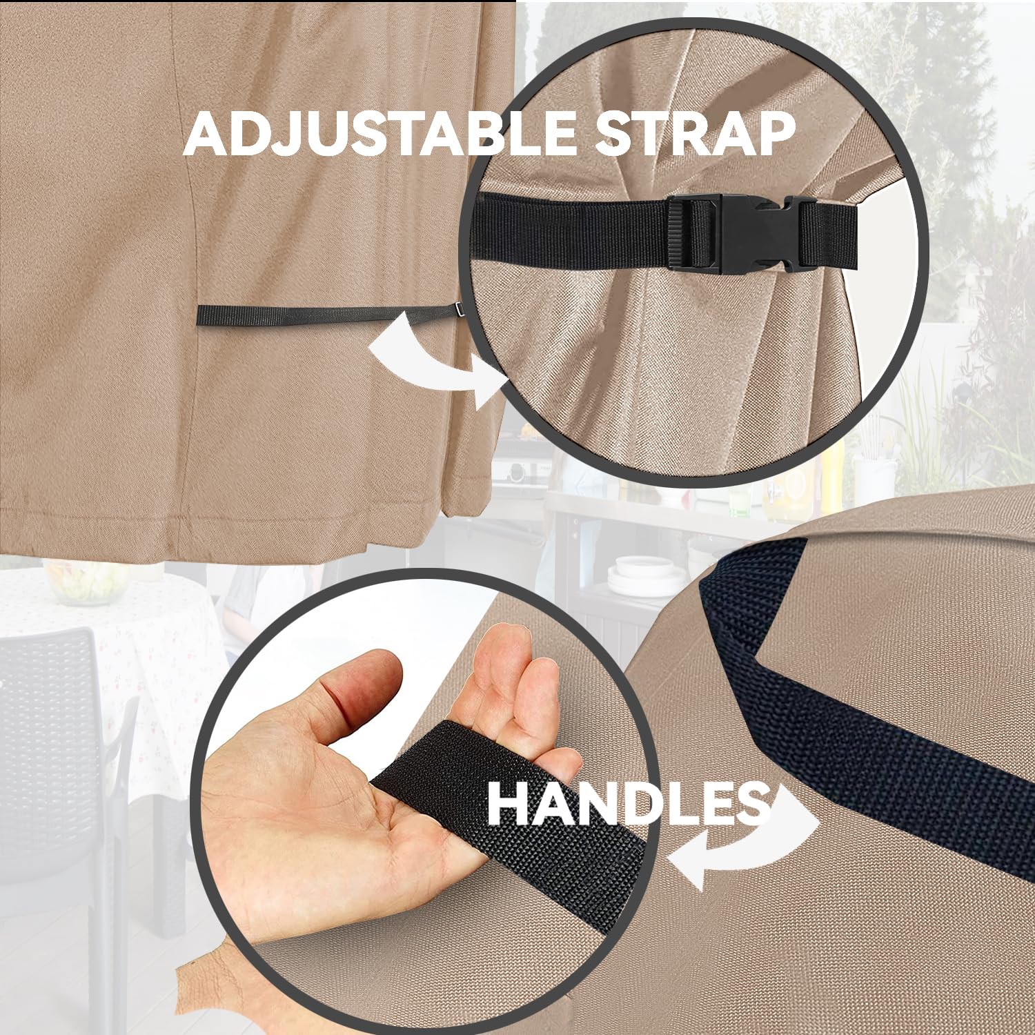 Wnanan bottom drawstring and buckle ensure secure fit during gusts