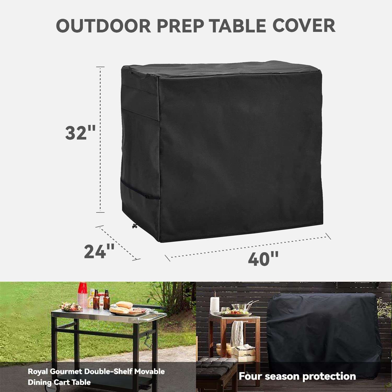 Wnanan dining cart cover shows easy-on-off handles for quick fitting.