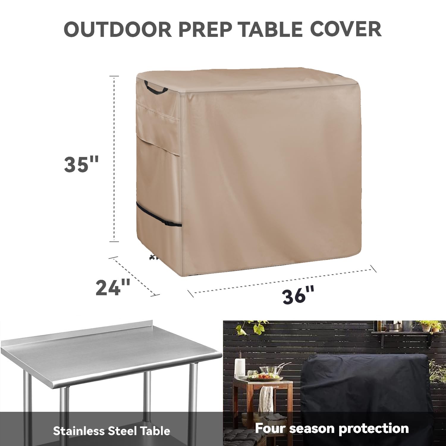 Wnanan prep table cover handles enable quick, tool-free on-off fitting