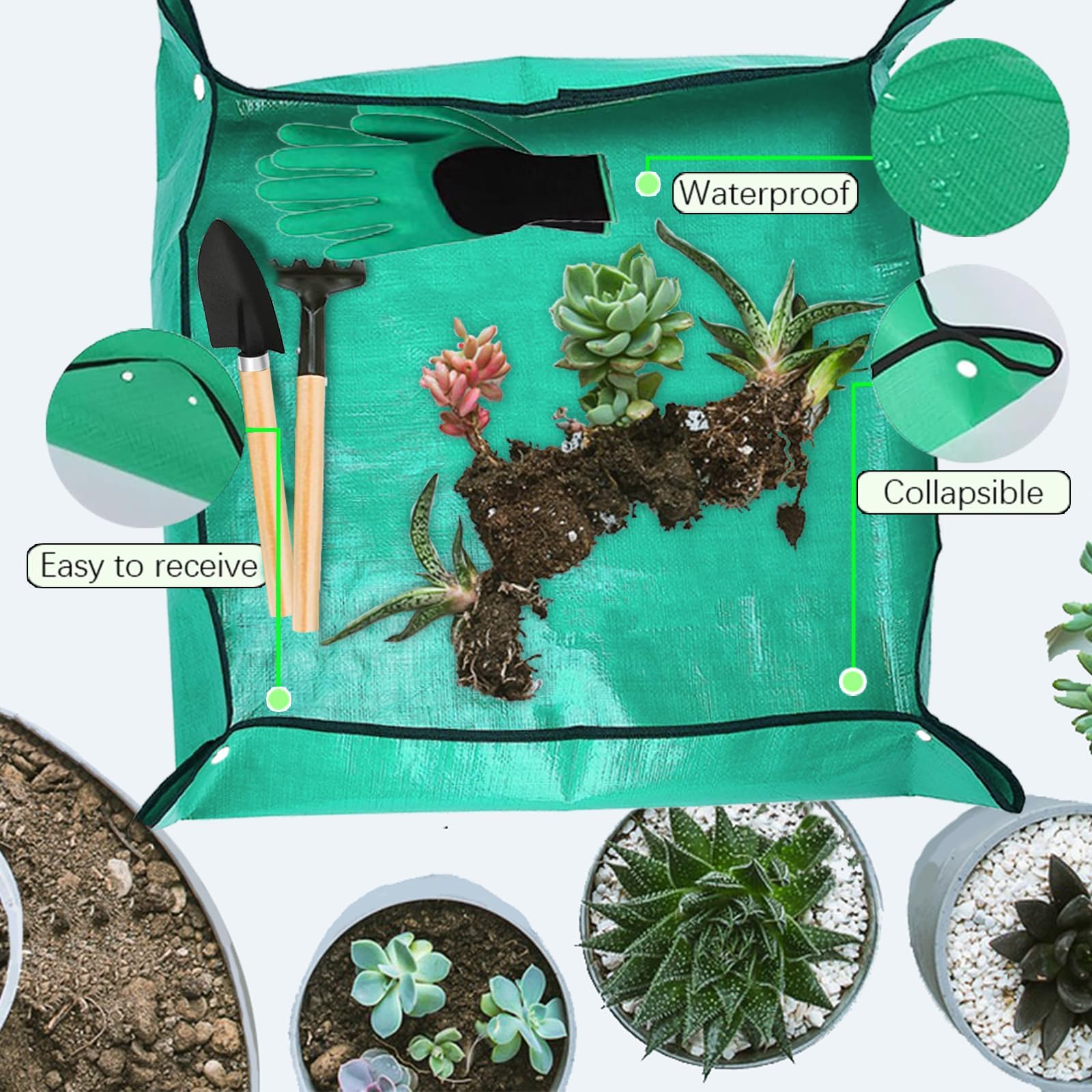 WNJ square potting tray protects floors during transplanting tasks