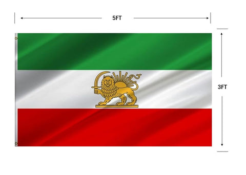 WNOHDSTT close-up of lion and sun on Iran flag 3x5ft, crisp print for displays.