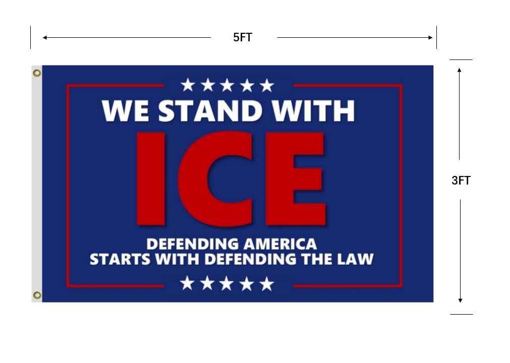 WNOHDSTT We Stand With Ice flag with brass grommets for easy hanging