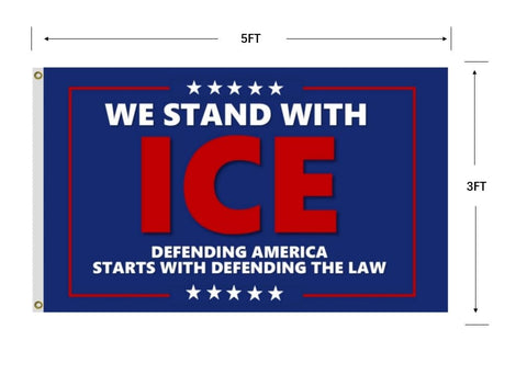 WNOHDSTT We Stand With Ice flag with brass grommets for easy hanging