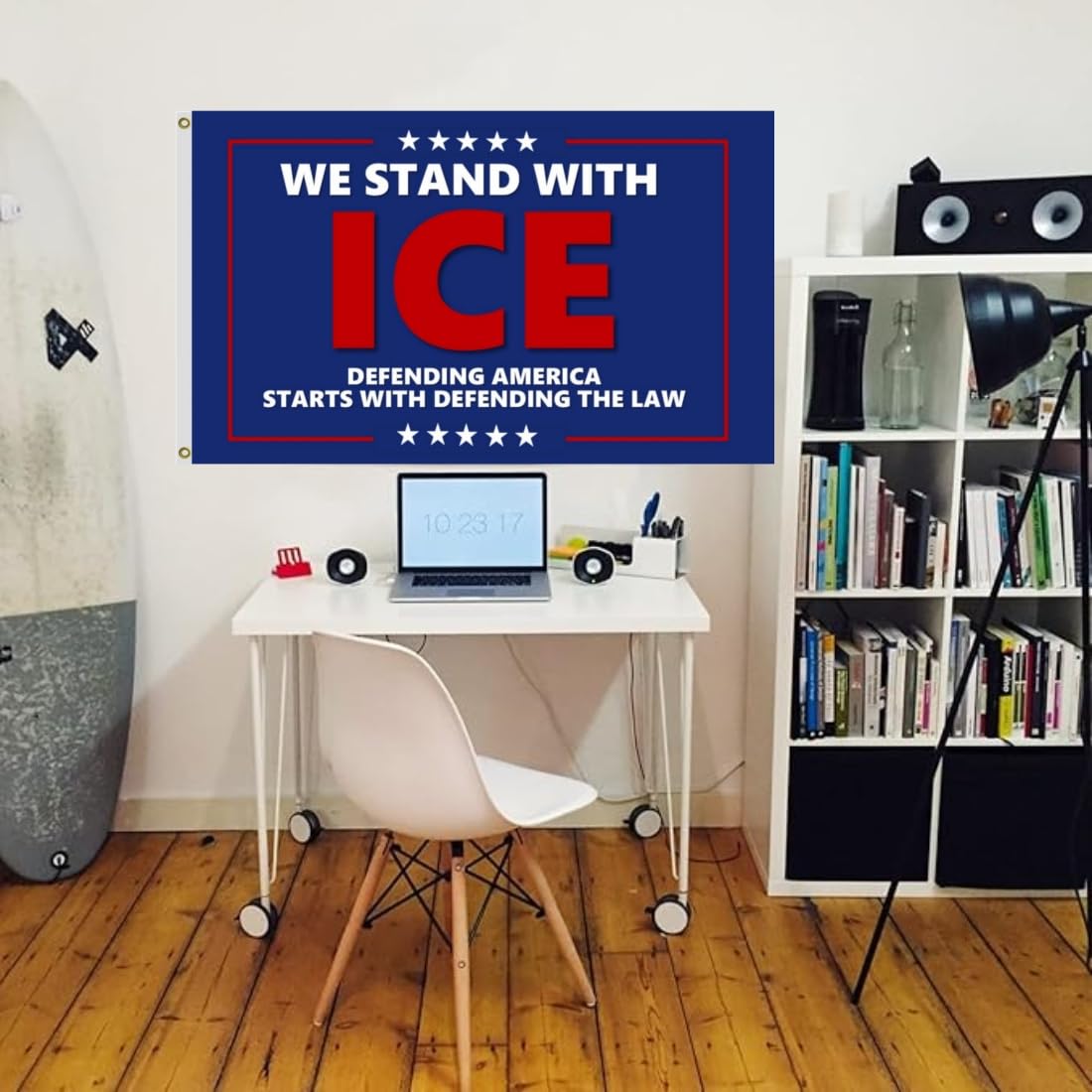 WNOHDSTT We Stand With Ice flag with durable double-stitched edges