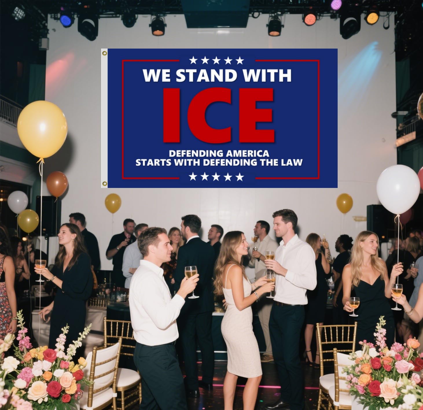 WNOHDSTT We Stand With Ice flag suitable for indoor and outdoor use