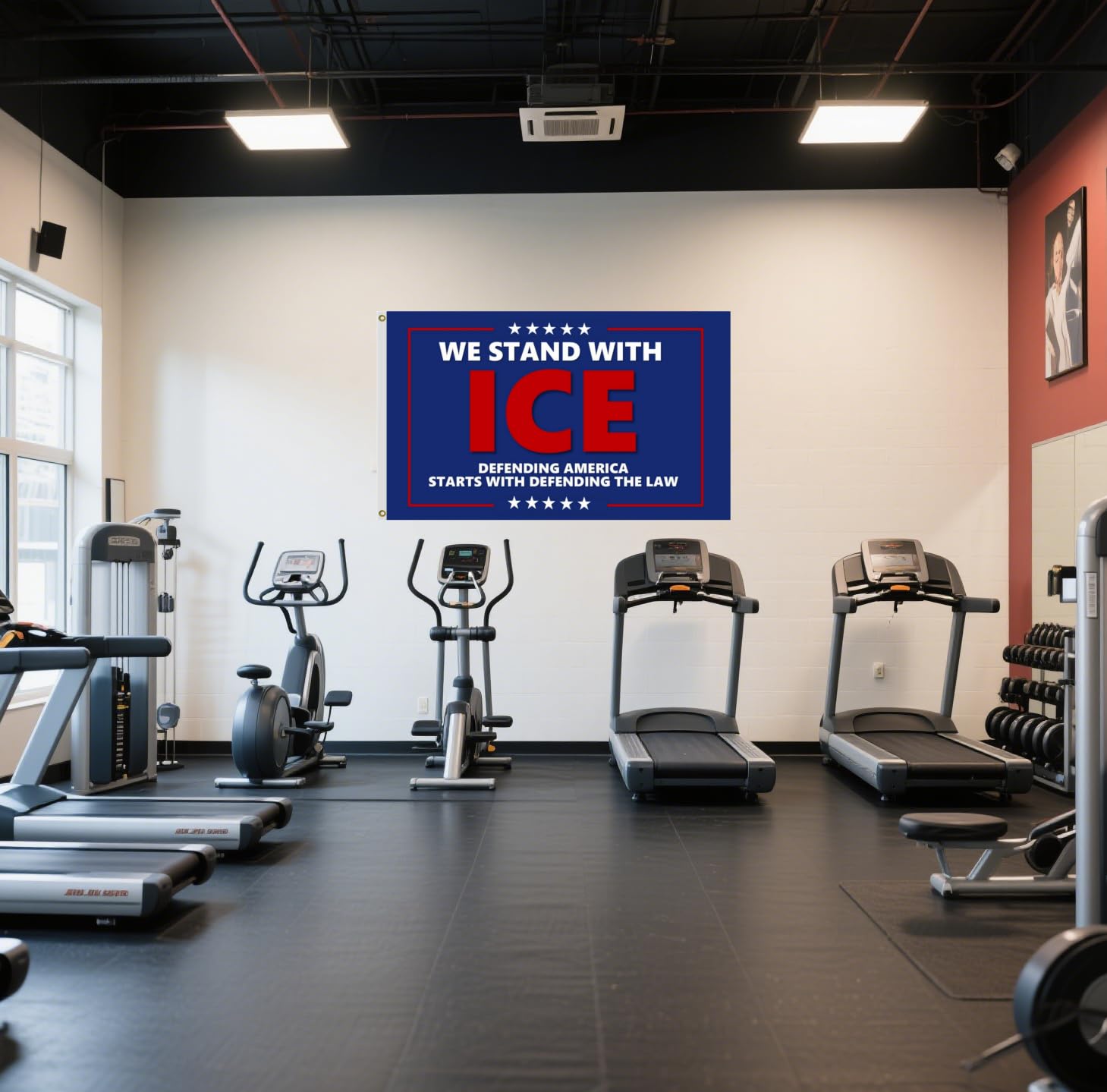 WNOHDSTT We Stand With Ice flag displayed on porch or wall for decor