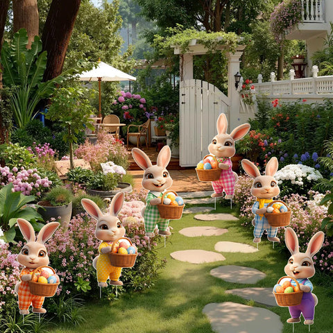 Wnteple bunny and egg signs suitable for both indoor and outdoor use.
