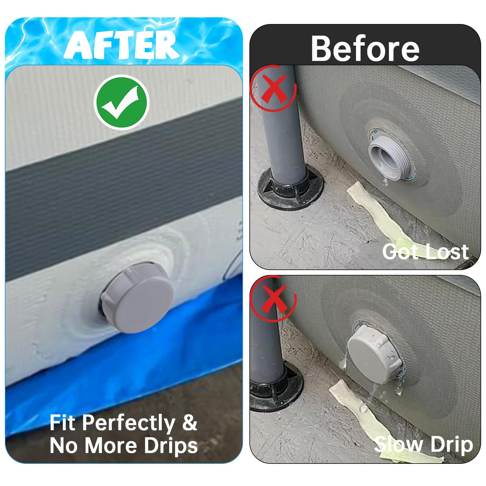 Wnzary cap on Bestway pool valve closeup demonstrates secure fit and leak protection.
