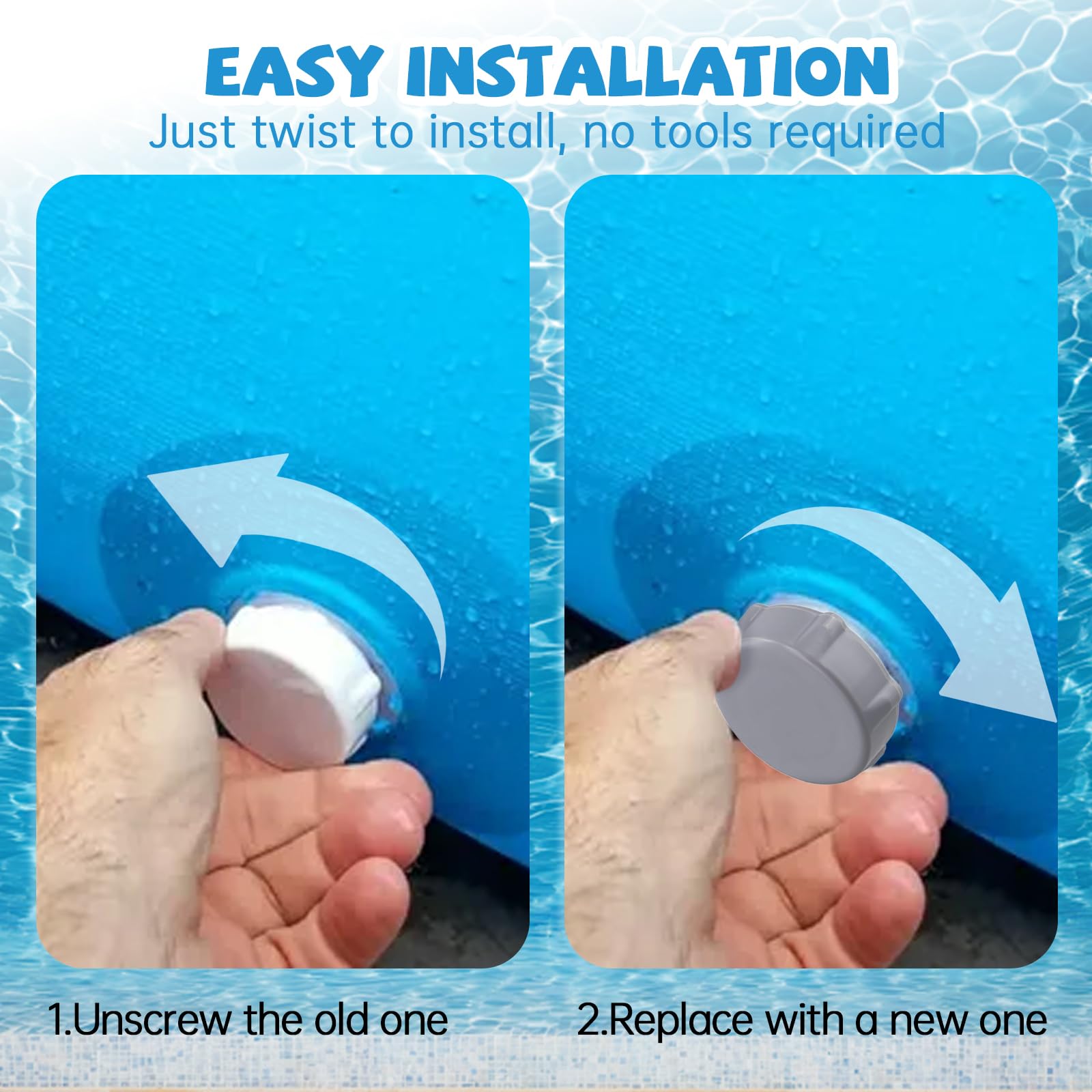 Wnzary pool accessory cap demonstrates secure-fit for above-ground pools leak-free.