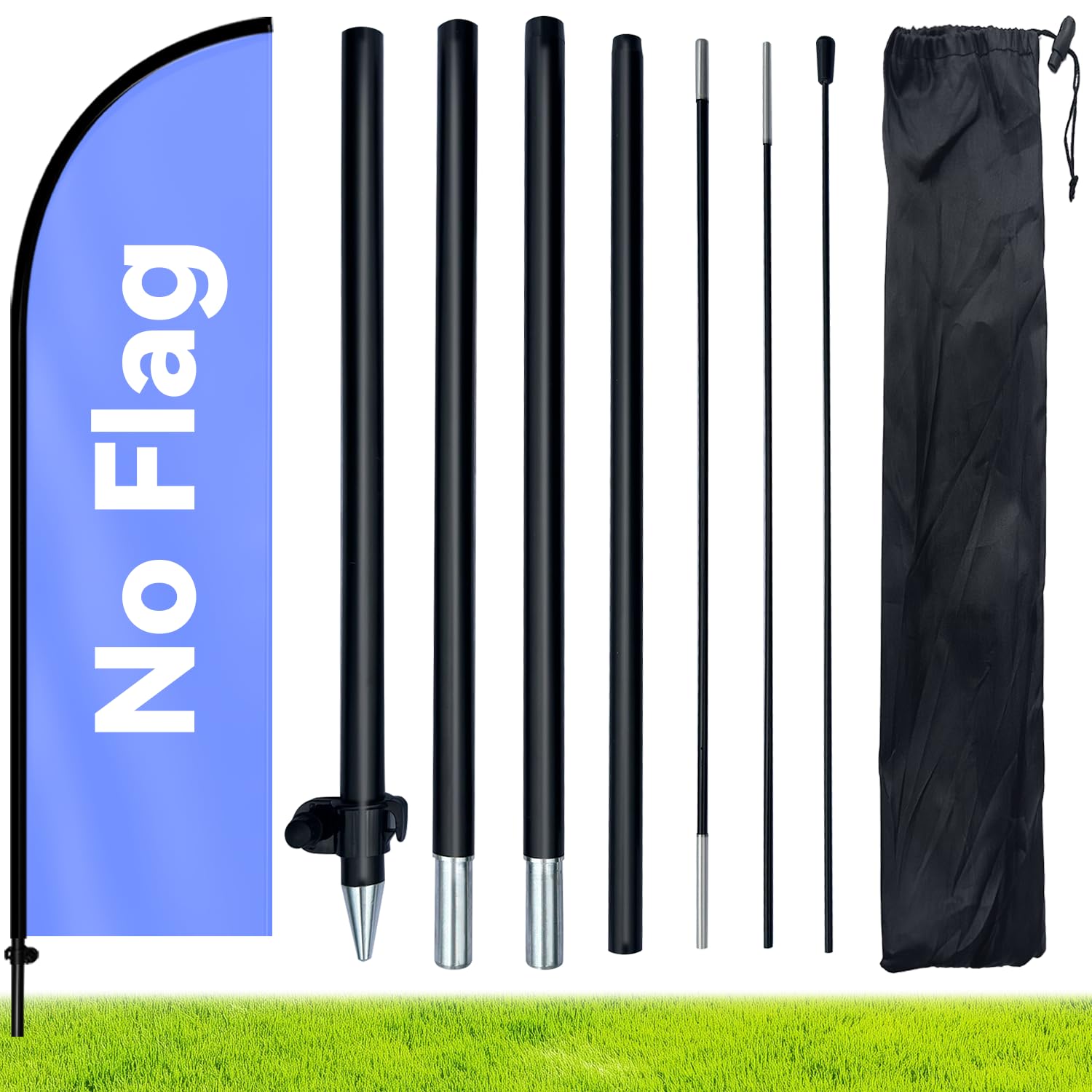 WOANIXY 8ft feather flag pole kit stands sturdy for outdoor signage.