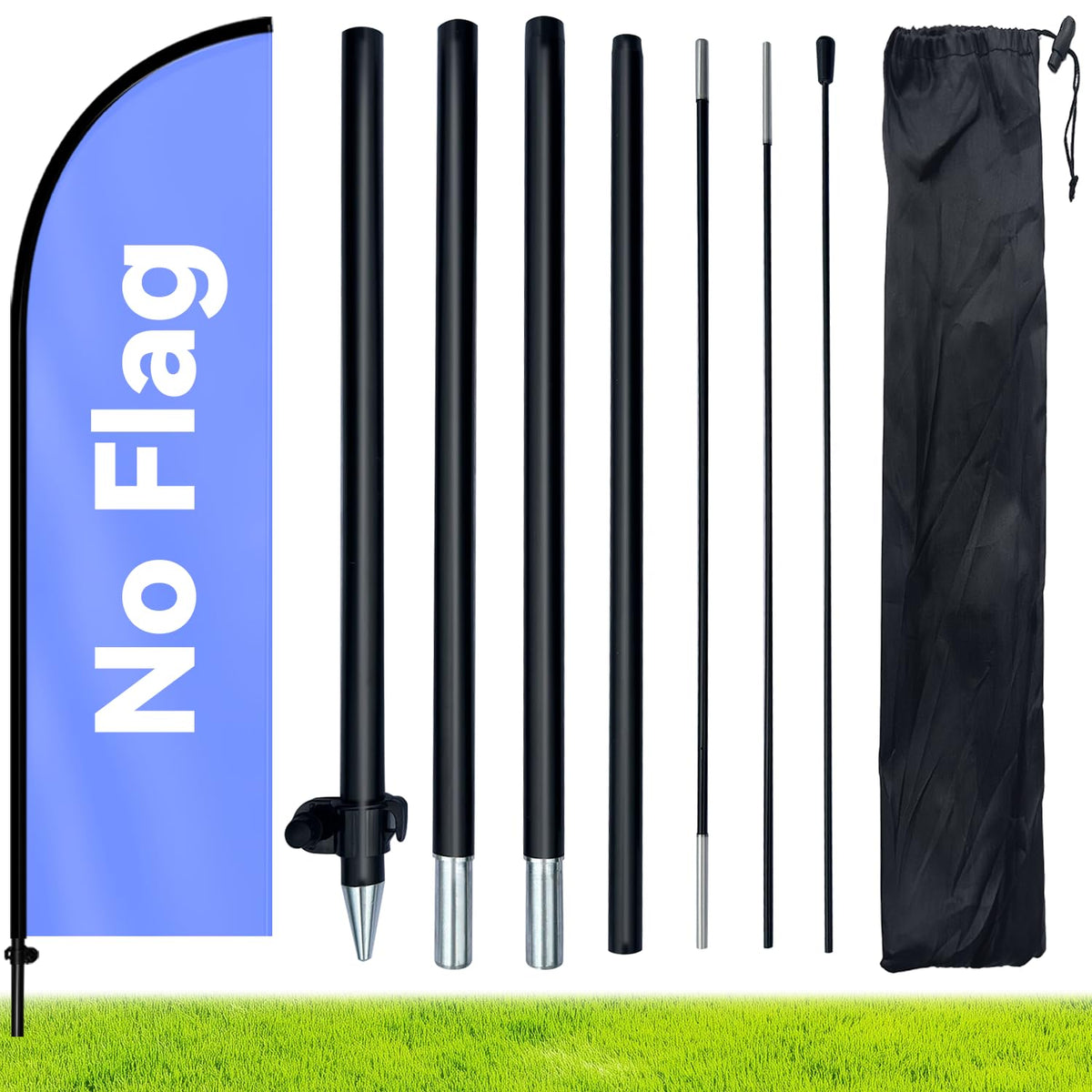 WOANIXY 8ft feather flag pole kit stands sturdy for outdoor signage.